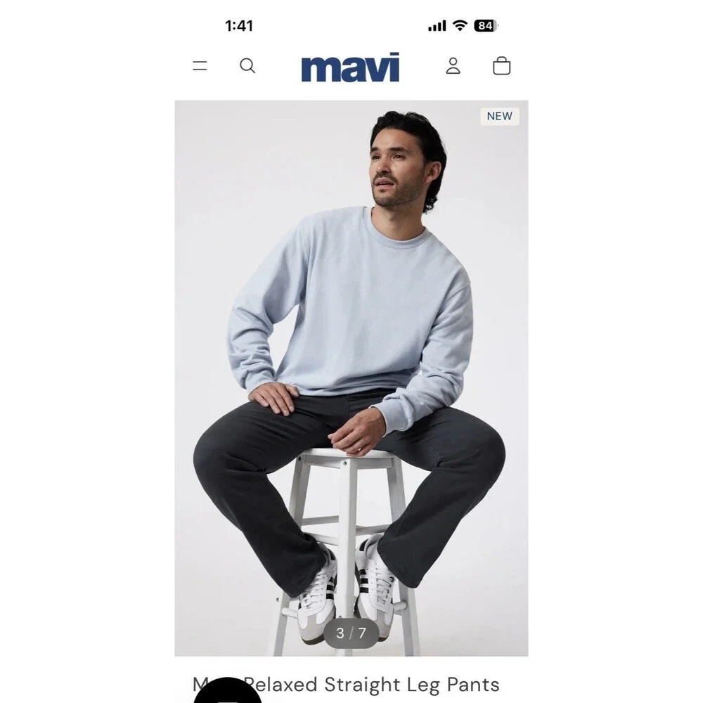 New Men’s Mavi Matt Relaxed Straight Leg Dark Blue Navy Pants 42 / 32 Retail $98